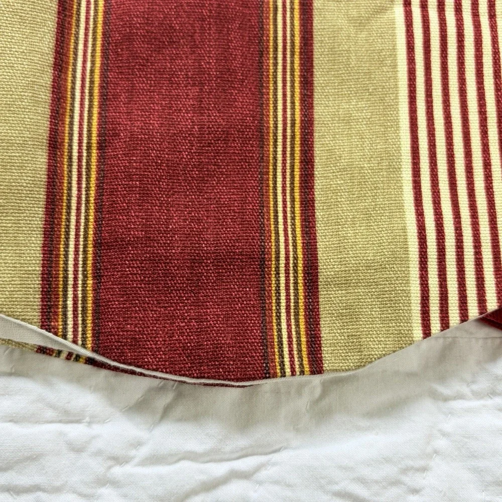 Custom Window Valance Red Gold Stripe 78 x 18 Lined Button Accent